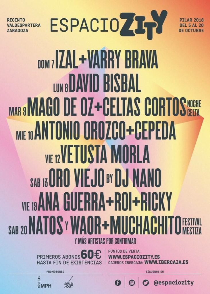 Espacio Zity - Toda la programación musical del Espacio Zity Valdespartera para estas Fiestas del Pilar de Zaragoza 2018