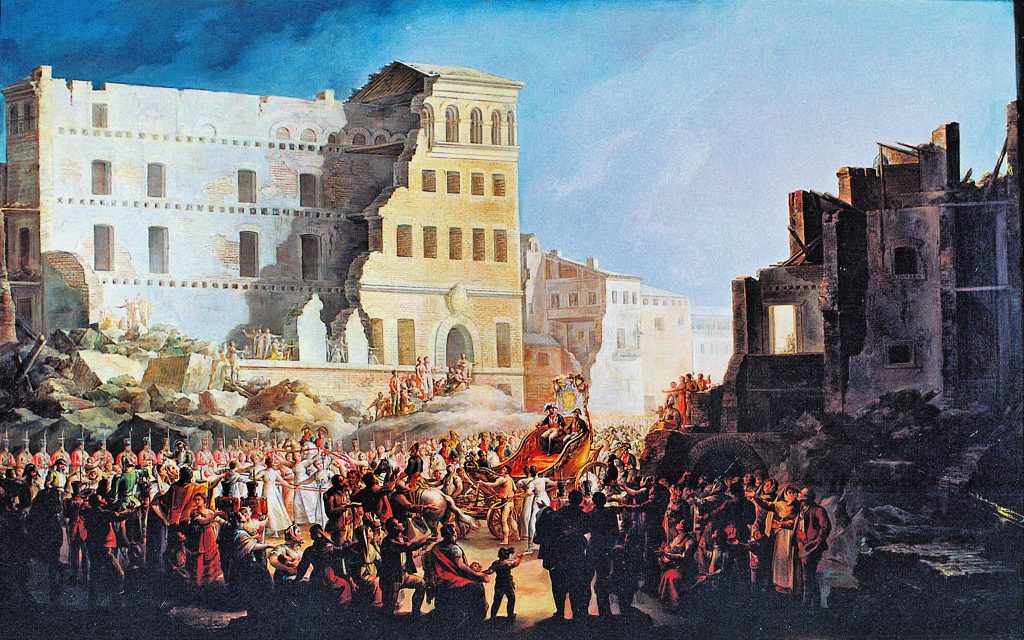 Palacio de Sástago en 1814, tras la guerra de la Independencia