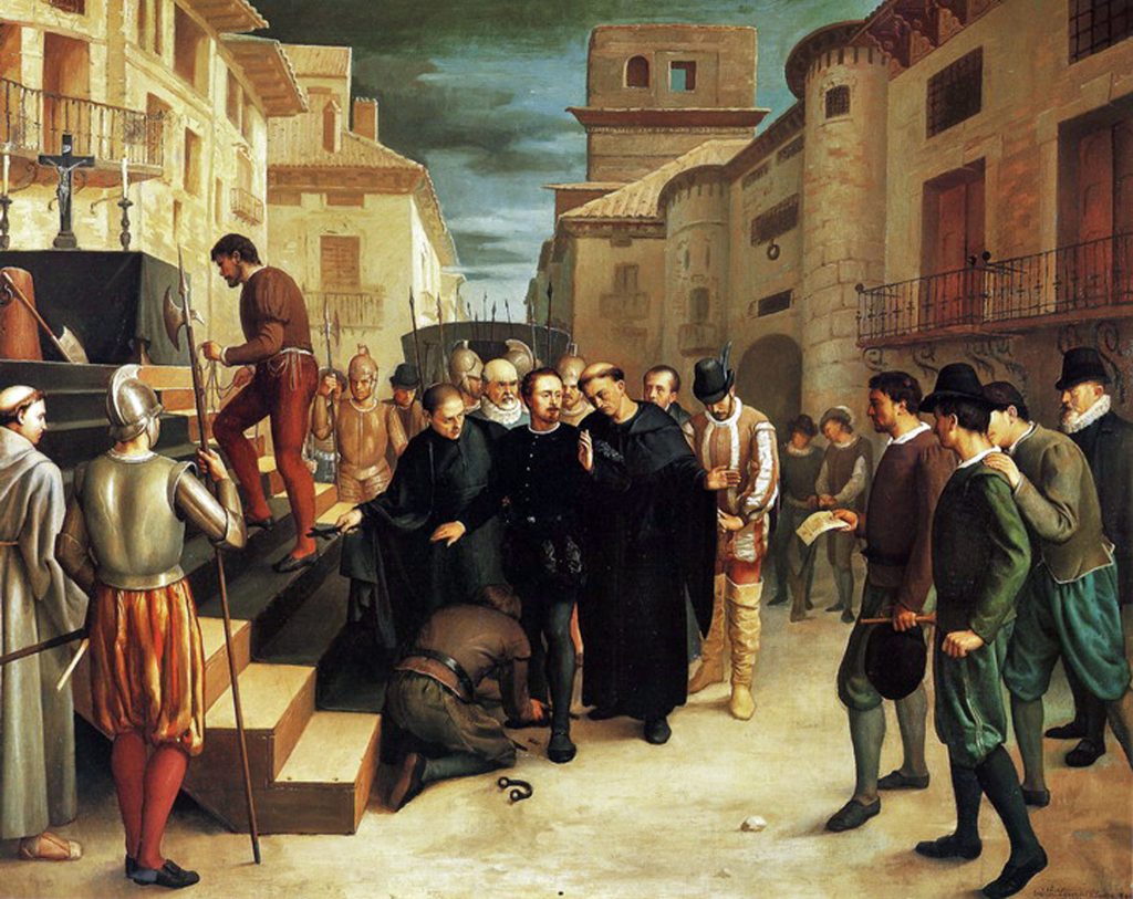 Últimos momentos de Juan de Lanuza durante las Alteraciones de Aragón en 1591.